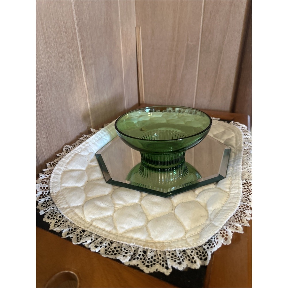 A.L. Randall‎ Emerald Green Vintage Round Footed Bowl Candy Dish